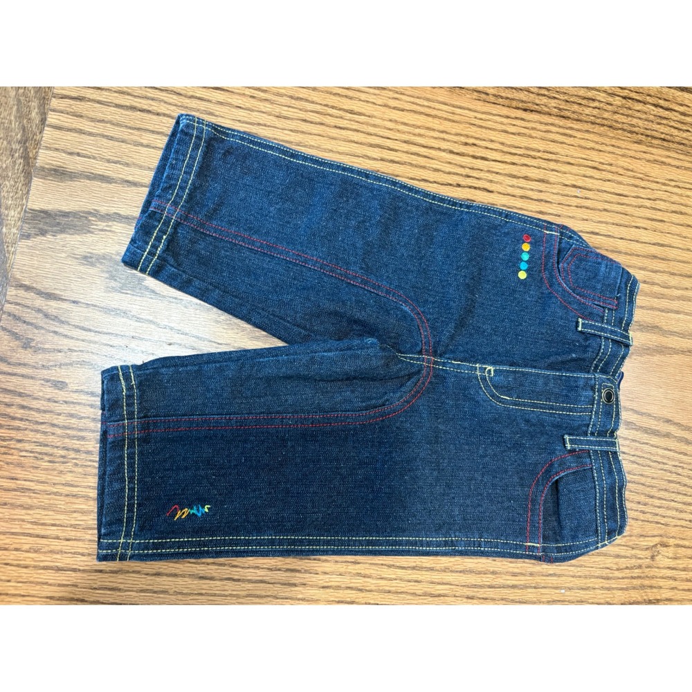 Coogi Baby Boy Dark Wash Denim Jeans Multi Color Stitching 6-9M